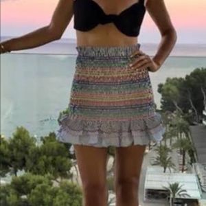 Rainbow smocked mini skirt